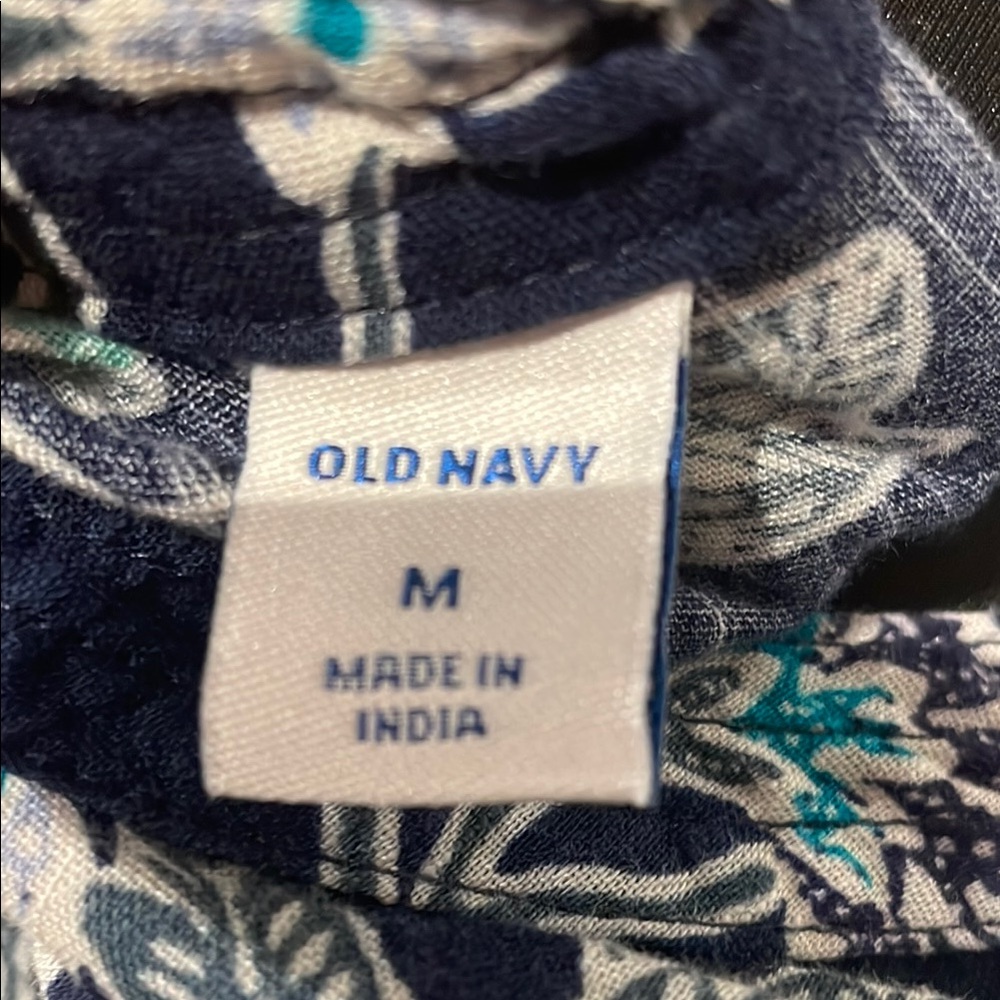 Old Navy Blue and White Long Sleeve Blouse (B) - Picture 4 of 5